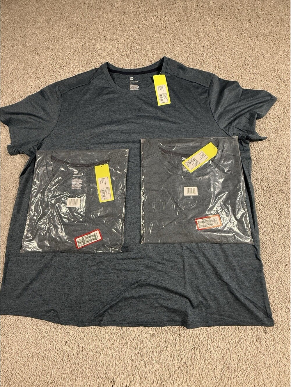NWT All In Motion Men’s T Shirt 3 Pack Size 3XL Blue Moisture Wicking